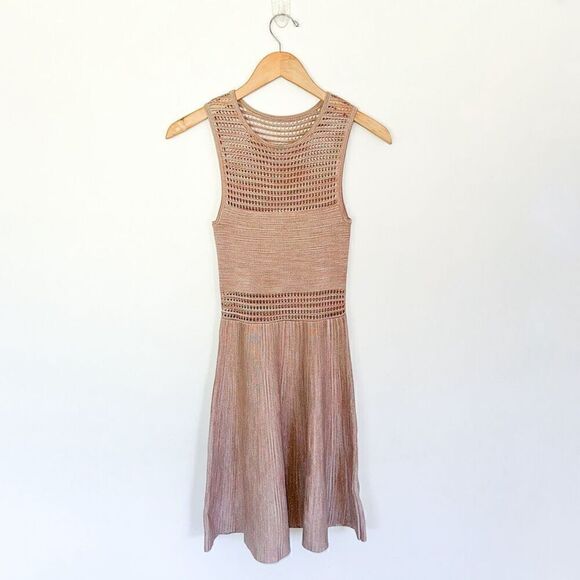 Torn by Ronny Kobo Revolve Mabel Space Dye Open Stitch Blush Champagne Mini Dres - Picture 2 of 10